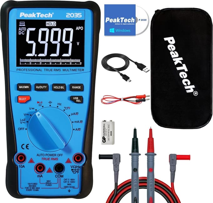 Digitale Multimeter True RMS 1000V met 6000 Counts en USB Gegevensregistratie