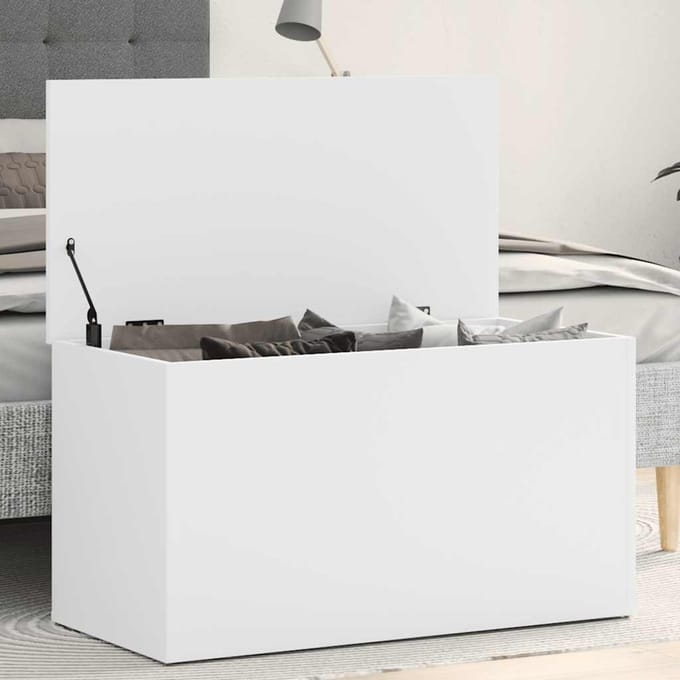 vidaXL - Opbergkist - 84x42x46 - cm - bewerkt - hout - wit