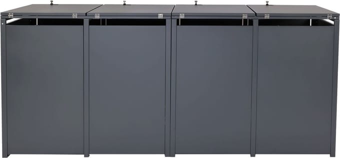 4 afvalemmerbehuizing MCW-J82, uitschuifbare afvalemmerbox, metaal 100kg, antraciet ~ donker marmer look