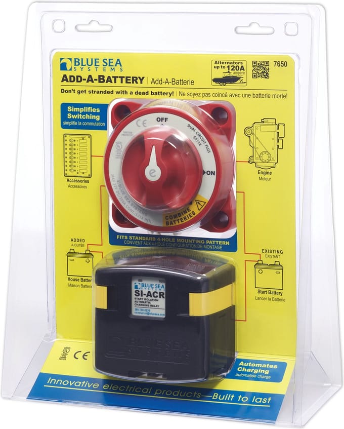 Blue Sea 7650 120A Accuschakelaar en Laadrelais | Add-A-Battery Kit
