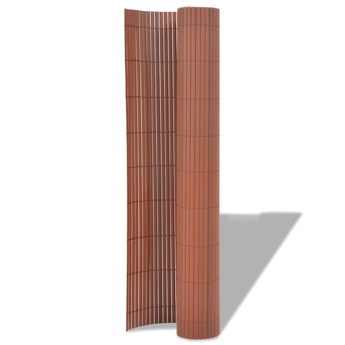 vidaXL - Tuinafscheiding - dubbelzijdig - 90x500 - cm - PVC - bruin