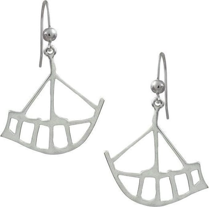 Oorbellen, hang, Grote zilveren boot