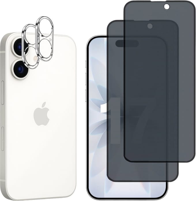 Screenprotector geschikt voor iPhone 17 - 2 stuks Beschermglas Privacy Glas Screenprotector van glazen schermbeschermfolie + 2 stuks Camera Protector