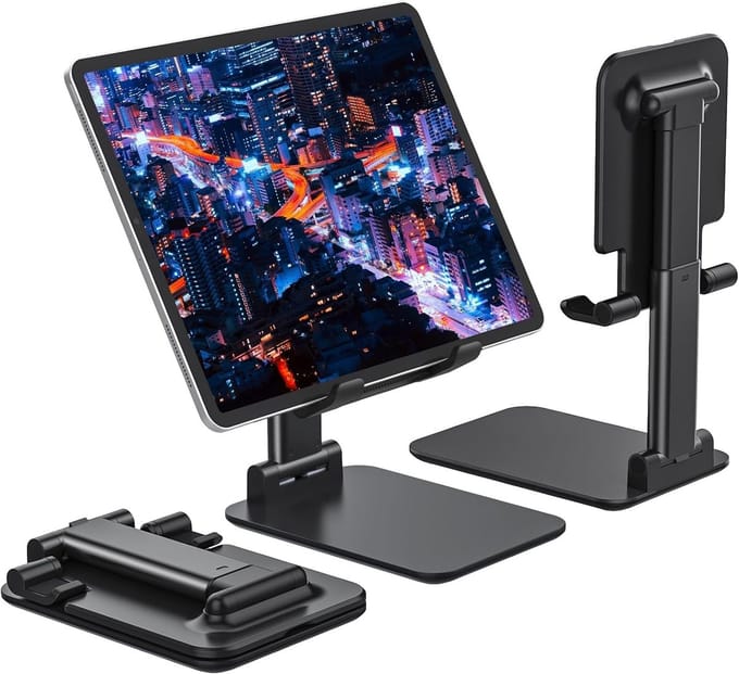 Tablet houder - Telefoonhouder - Telefoonstandaard tablet standaard - iPhone Houder - Tablethouder - Bureau / Tafel Standaard Zwart