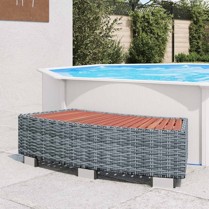 vidaXL Spatrap 92x45x25 cm poly rattan grijs