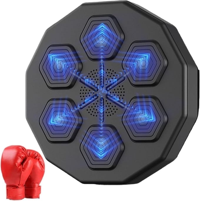 Muziek Boksmachine - Wandbokser - Interactief Trainen - LED Verlichting - Zwart