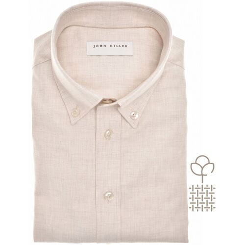 John Miller Overhemd Button Down Faux-Uni Fine Flanel Antiekwit / male