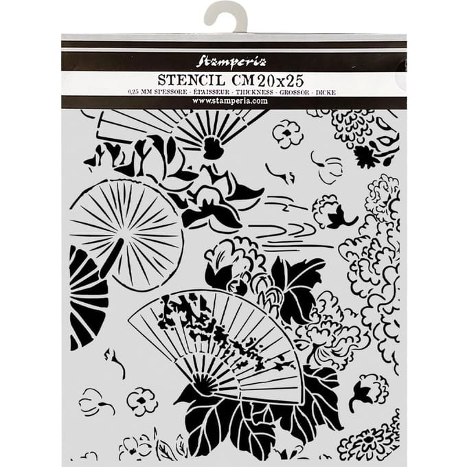 Stamperia Sjabloon "Oriental Garden - Fans", 20 x 25 cm