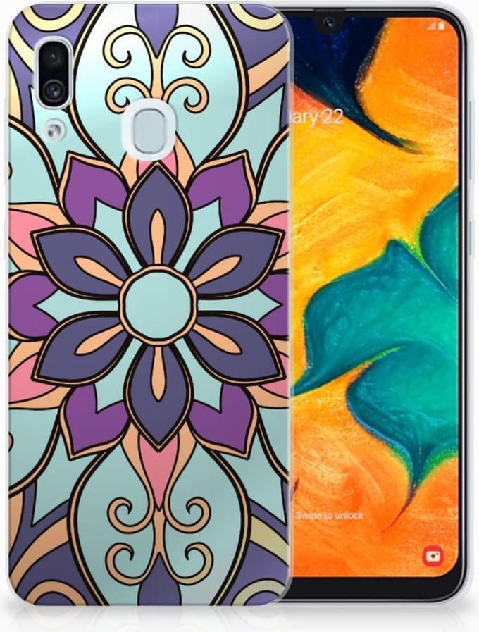 Samsung Galaxy A30 TPU Case Purple Flower
