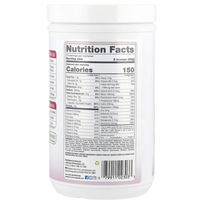 Total Soy®, Maaltijdvervanger, Aardbeienroom, 507G (1 pond 1,88 ons)