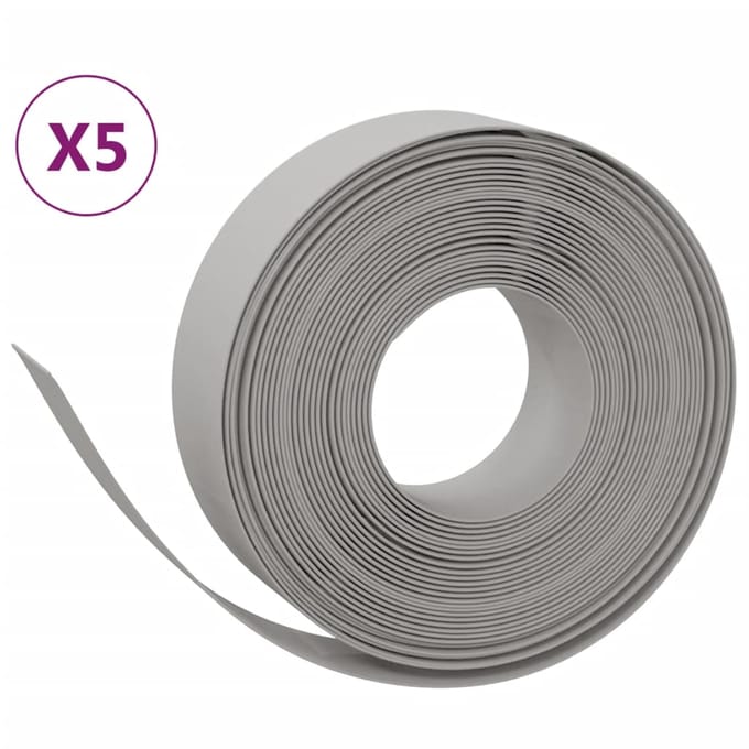 vidaXL - Tuinranden - 5 - st - 10 - m - 15 - cm - polyetheen - grijs