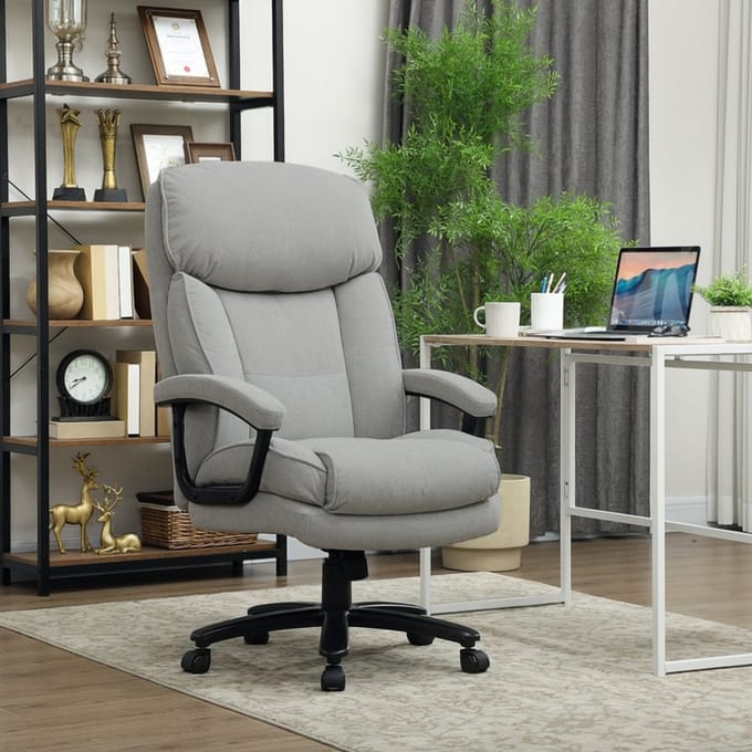 REDOM Bureaustoel - Ergonomisch - Verstelbare Zithoogte - Wipfunctie - Polyester - Lichtgrijs - 68,5 X 79 X 117-125 Cm