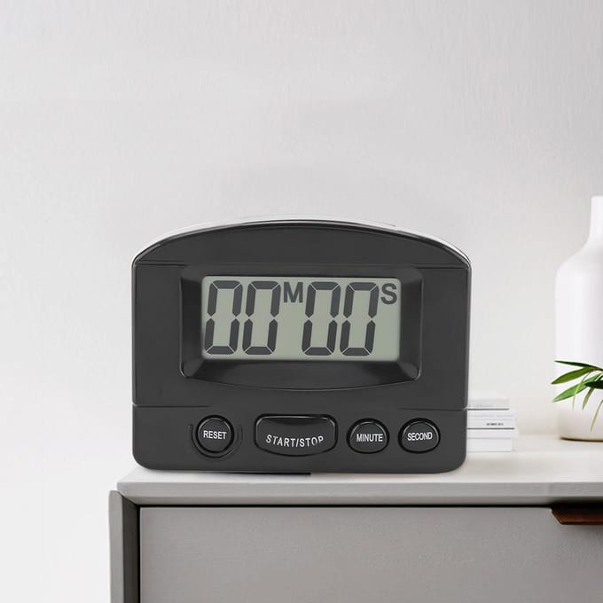 Draagbare Digitale Klok Afteltimer Groot LCD-scherm Keukengebruik (Zwart) gray