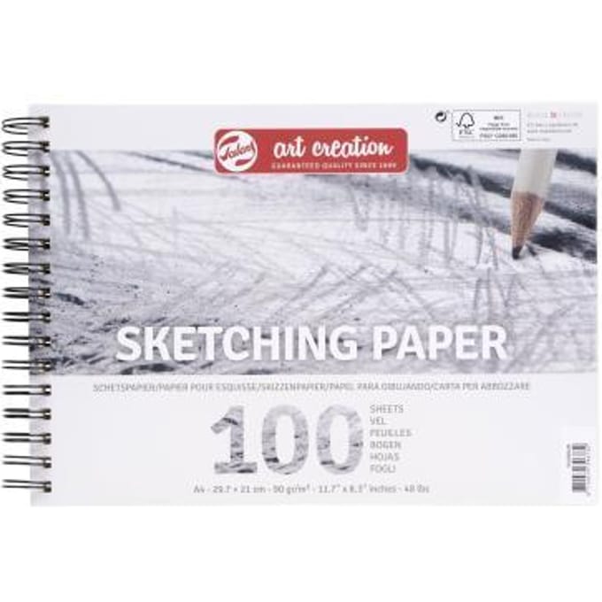Schetspapier Talens Art Creation 100 witte vellen 90gr 297x210mm grijs