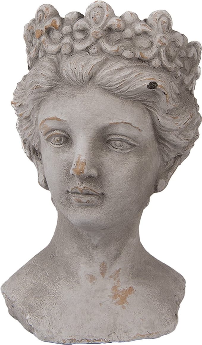 Clayre & Eef Bloempot Vrouw 14x15x24 cm Grijs Steen
