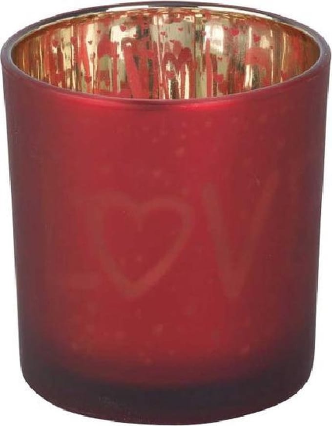 Cosy @ Home Theelichthouder Love Gold Rood D7xh8cm G