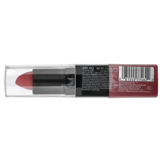 LA. Couleurs, Rouge à lèvres mat, CML462 Tender, 3,8 g (0,13 once) black