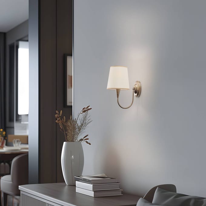 Opviq Wandlamp Pardo, messing, metaal/stof, hoogte 31 cm, E27