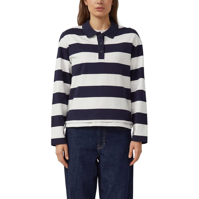 Gestreepte sweatshirt met polokraag en verlengd achterpand dames s.Oliver