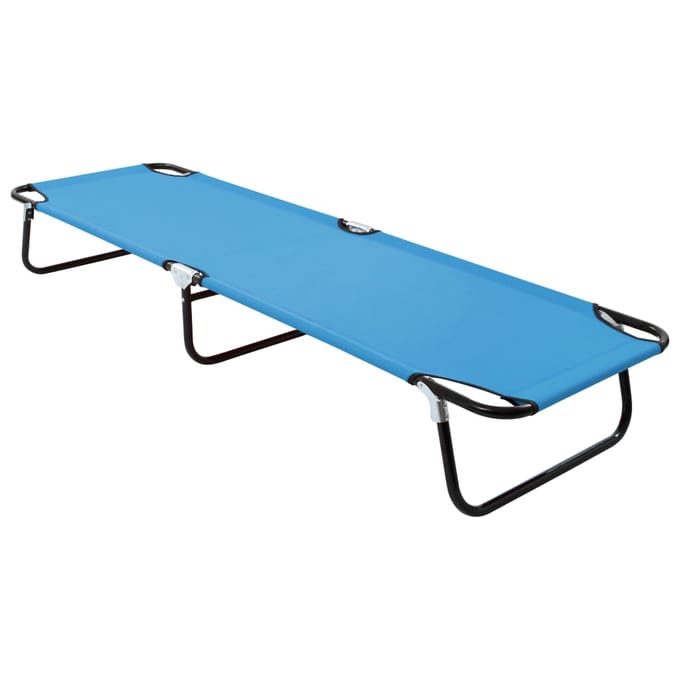 vidaXL - Ligbed - inklapbaar - staal - turquoiseblauw