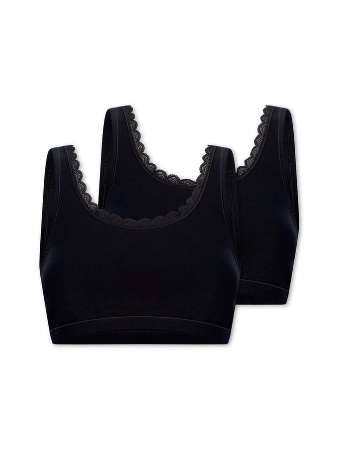 Uncover by Schiesser - 2PACK Bustier Cotton Lace - Dames - zwart