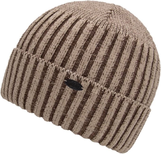 Chillouts beanie muts Stan met omslag in beige met bruin in one size