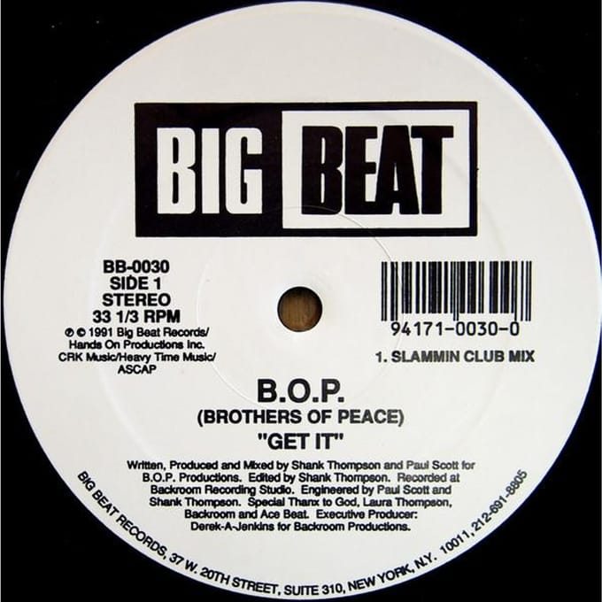 12-inch Plaat B.O.P. - Krijg Het / Ga Eraf BB0030 Big Beat 1991 VS Dans & Electronica Gebruikt gray