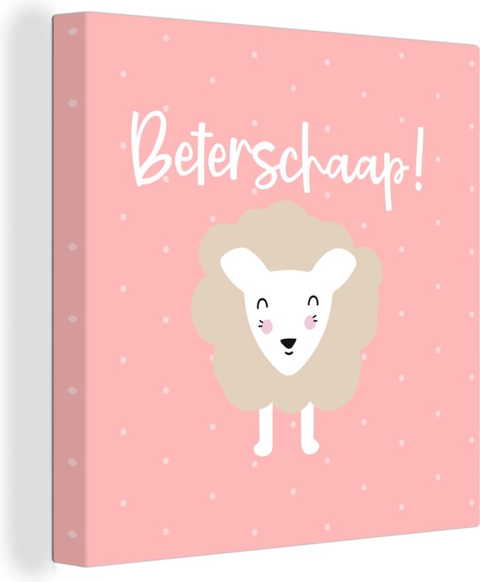 Canvas Schilderij Beterschap - Quotes - Schaap - 20x20 cm - Wanddecoratie