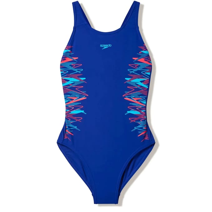 Speedo Placement Muscleback 1P Meisjes - Badpak Meisjes met Muscleback-Rug - Zwempak Meisjes met Vormvaste Pasvorm - Sportbadpak Meisjes voor Zwemles - Blauw/Marine - 176