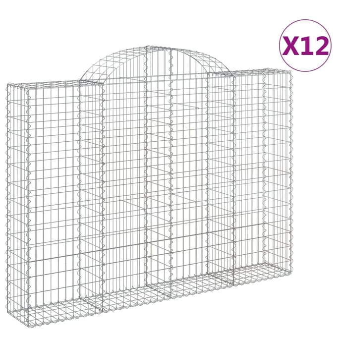 vidaXL Schanskorven 12 st gewelfd 200x30x140/160 cm ijzer