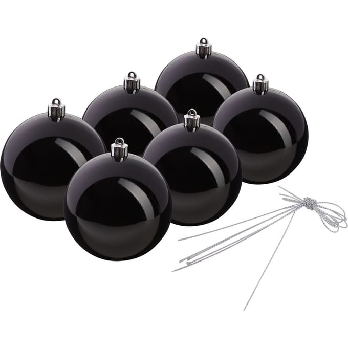 Kerstballen van kunststof,  Ø 100 mm - Zwart
