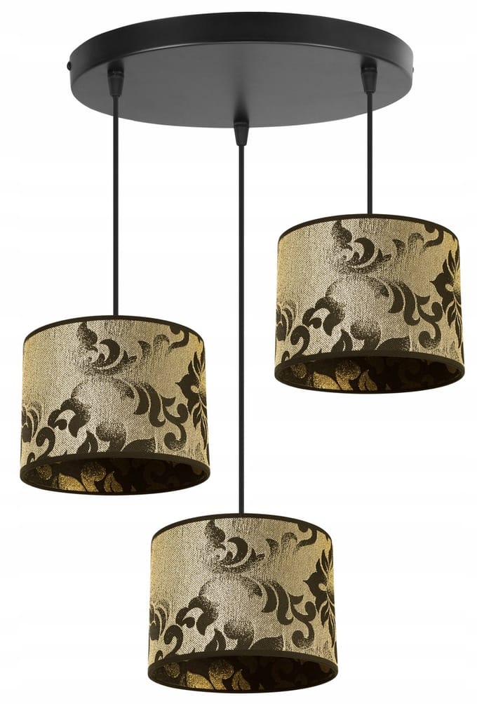 Light-Home Werona – Hanglamp 3-lichts – Zwart Goud – Stoffen Kap – Hoogte Verstelbaar