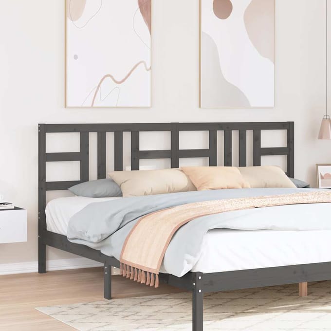 vidaXL - Hoofdbord - 206x4x100 - cm - massief - grenenhout - grijs