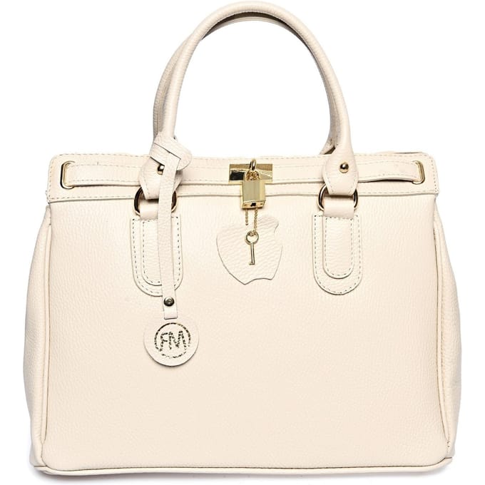 Roberta M Beige Rundleer Tas