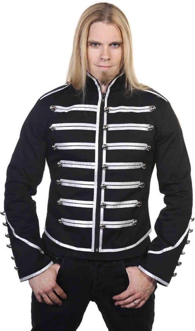 Banned - Military Drummer Jacket - L - Zwart/Zilverkleurig
