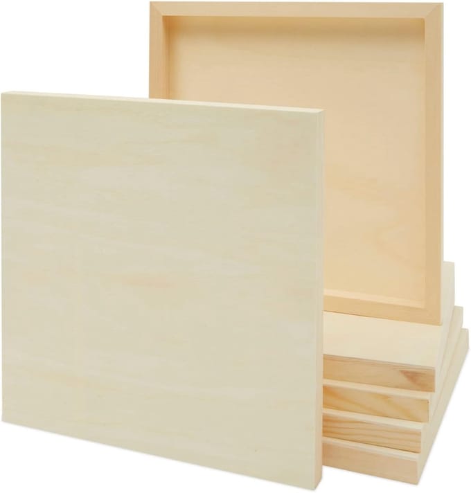 Onafgewerkte houten panelen - schilderen - 6 stuks - rechthoekig - 30,5 x 30,5 cm