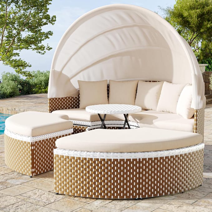 Garden Lounge Armchair Set, Solar – Beige – Industrohome