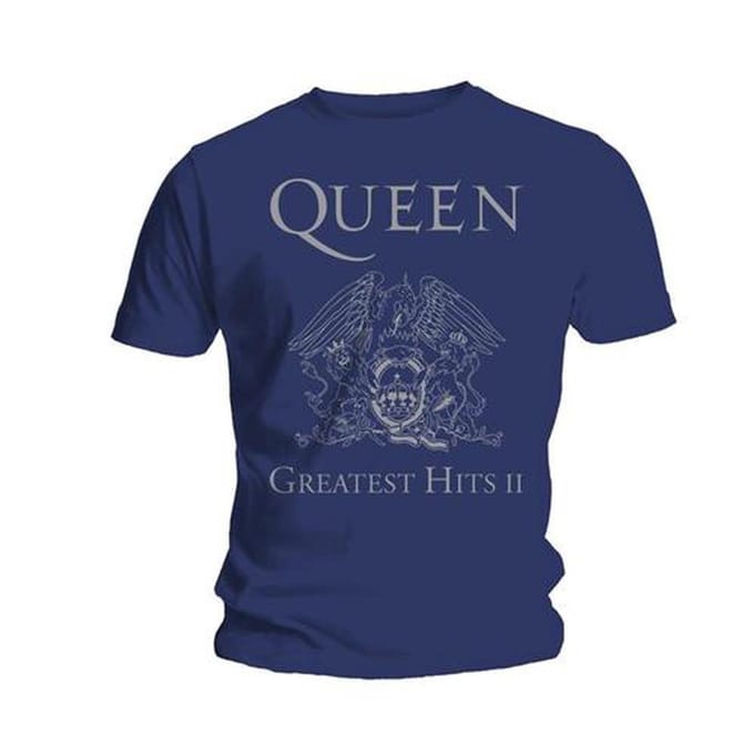 Queen - Greatest Hits II Heren T-shirt - M - Blauw