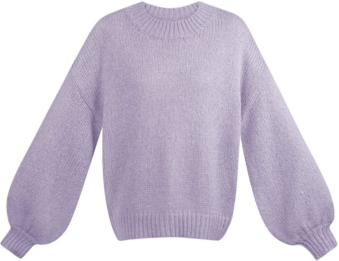 Oversized Nylon Gebreide Trui met Ontspannen Silhouet - Paars - Maat S/M