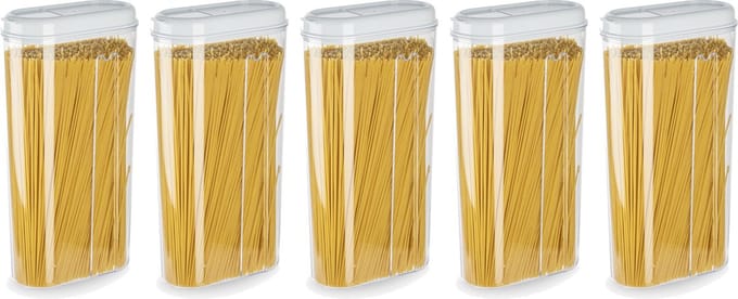 Plasticforte Voedselcontainer strooibus - 5x - wit - 2350 ml - kunststof - voorraadpotten