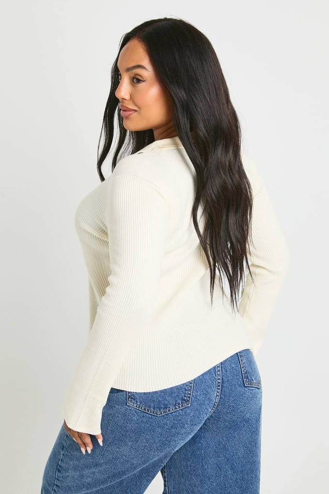boohoo Dames PLUS BUTTON DOWN CARDIGAN | Cream | Maat: 28