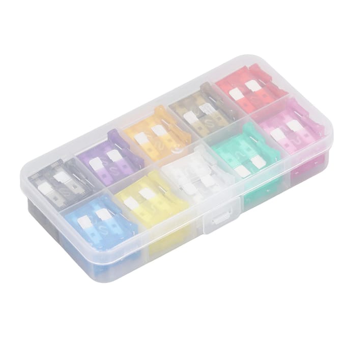 100 stuks Auto Zekering Steekzekering Medium 2A?35A 10 Soorten Zekeringen Assortimentsset Kit voor Bescherming gray
