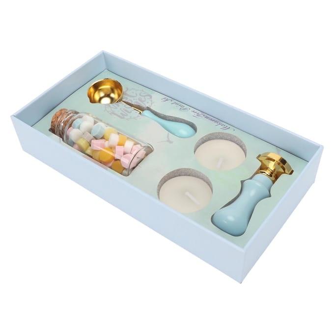Wax Sealing Stamps Set Duidelijk Patroon Comfortabel Handvat Blauwe Wax Sealing Stamps Kit voor voor DIY white