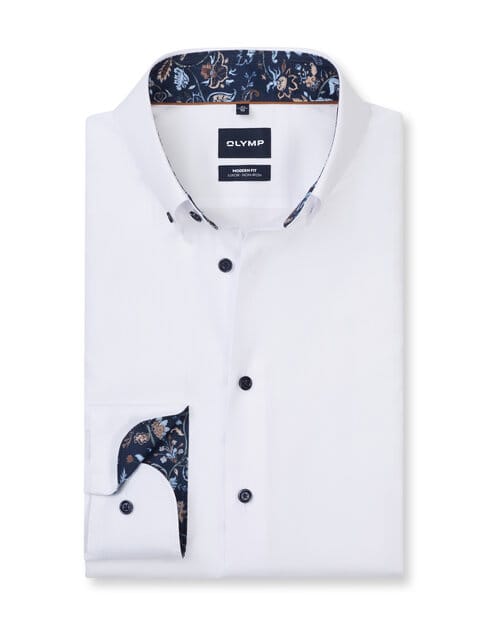 OLYMP Luxor Overhemd, Modern Fit, Button-down, Wit