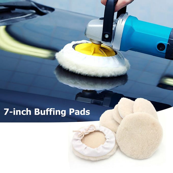 6 stks 7-inch Buffing Pads Auto Motorkap Buffing Waxen Pad Kit Buffer Polijsten Polijstmachine Pad Wol beige