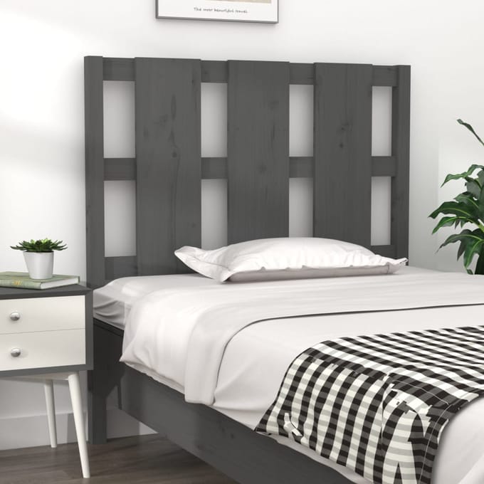 vidaXL - Hoofdbord - 95,5x4x100 - cm - massief - grenenhout - grijs