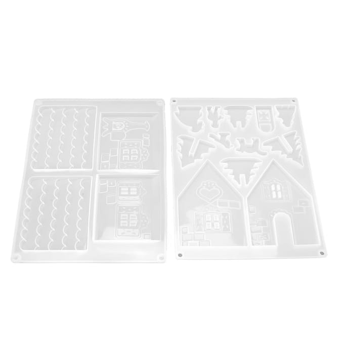 2 pièces Moules de Noël en Résine Moule en Silicone Flexible Recyclable pour Décoration de Table Murale white