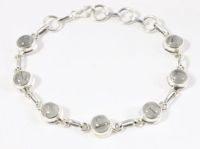 Zilveren armband met zwarte rutielkwarts