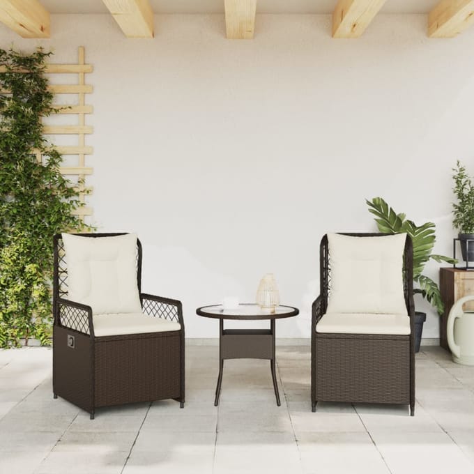 vidaXL - Tuinstoelen - 2 - st - verstelbaar - poly - rattan - bruin