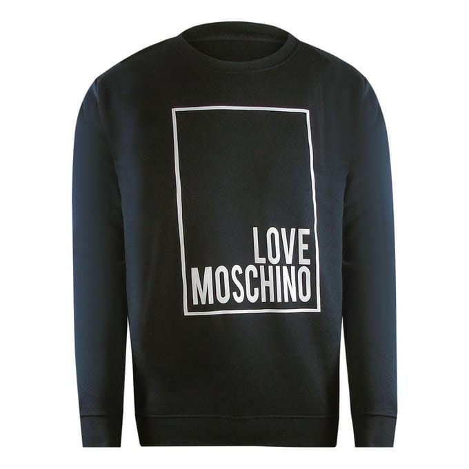 Love Moschino Heren Box Logo Sweatshirt (Zwart)